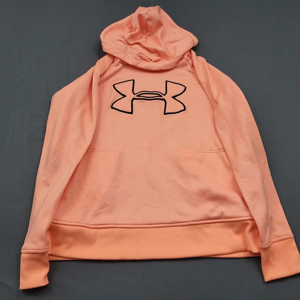 Under Armour Womens ColdGear‎ Loose Fit Hoodie Peach Coral Logo 1318396 Large